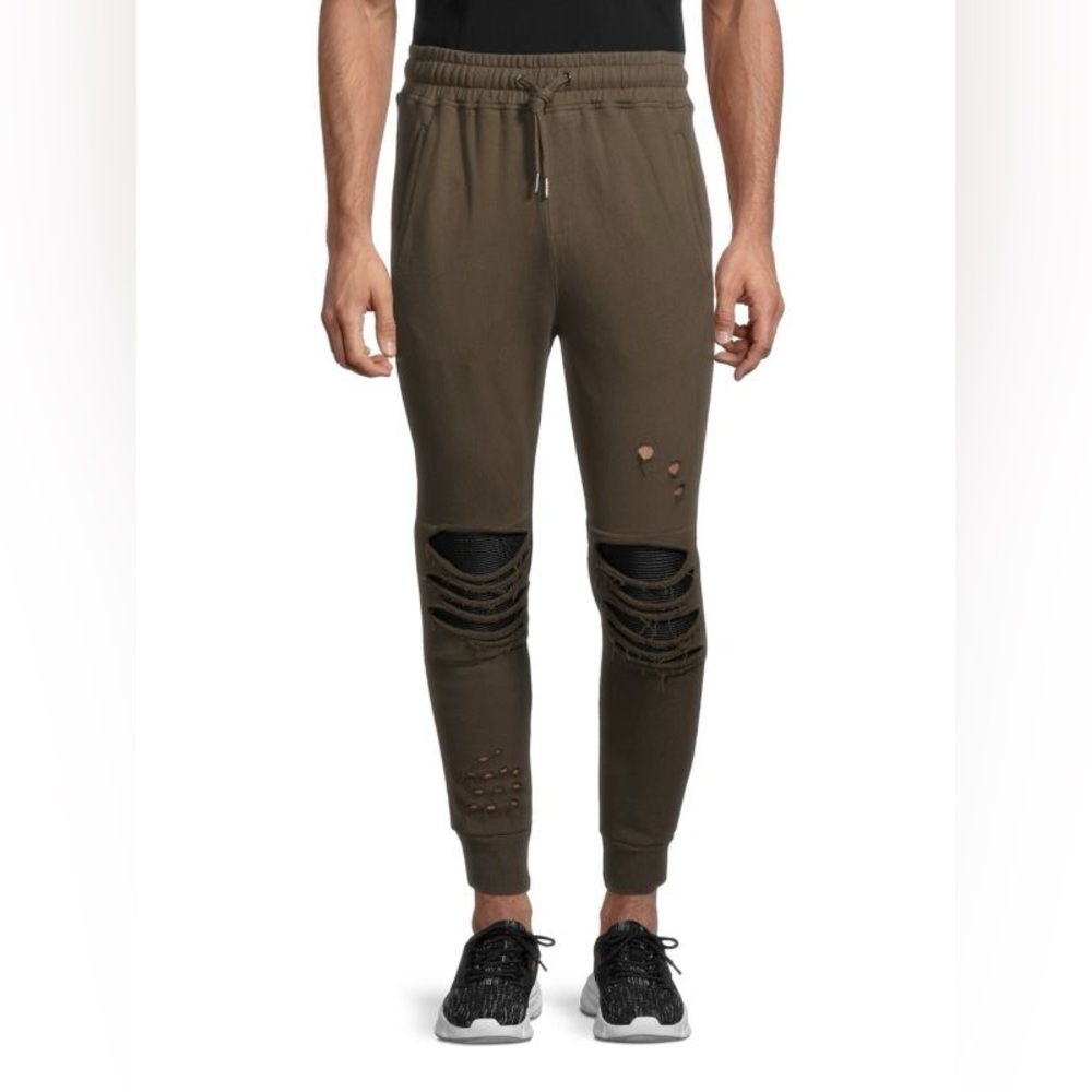 NWT Standard Issue NYC Green Destroyed Distressed Terry Jogger Pants Size M